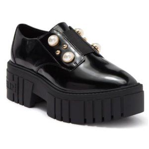 Karl Lagerfeld Raza Patent Lug Sole Platform Loafer
